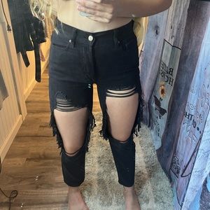 PacSun black slim straight ripped jeans